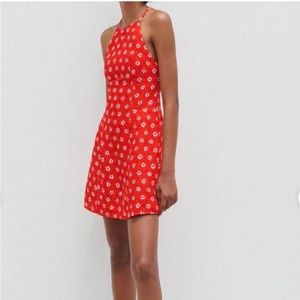 NWOT- Zara red and white mini floral dress, Small